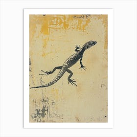 Yellow Oustalets Lizard Block Print 3 Art Print