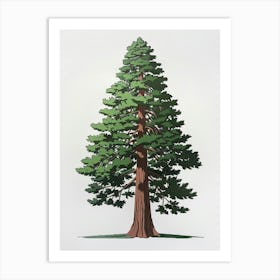 Redwood Tree Pixel Illustration 4 Art Print
