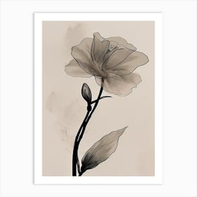 Gladioli Line Art Flowers Illustration Neutral 17 Art Print
