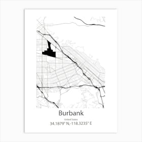 Burbank,United States Minimalist Map 1 Art Print