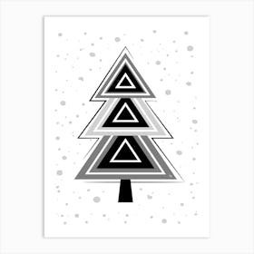 Nordic Grey Xmas Tree Art Print