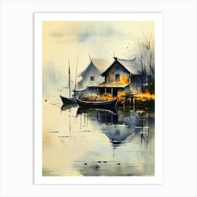 Watercolor Of A Village Art Print