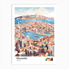 Marseille, France, Geometric Illustration 2 Poster Art Print