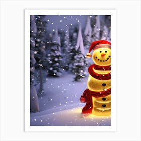 Christmas Snowman 1 Art Print