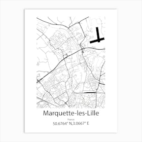 Marquette Les Lille,France Minimalist Map Poster