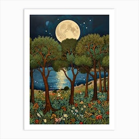 William Morris Moonlight In The Woods 3 Art Print