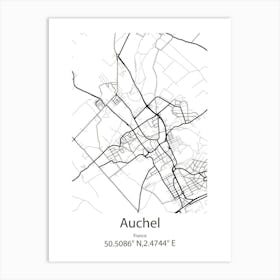 Auchel,France Minimalist Map Art Print