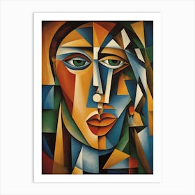 Colorful Cubism Female Portrait Picasso & Braque Inspired Art Art Print