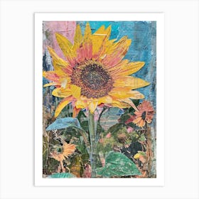 Sunflower Kitsch Collage Art Print