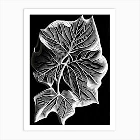 Marshmallow Leaf Linocut 5 Art Print