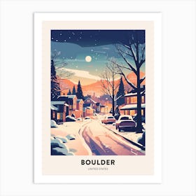 Winter Night  Travel Poster Boulder Colorado 2 Art Print