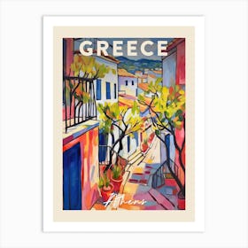 Athens Greece Fauvist Painting  Travel Poster Art Print