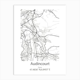 Audincourt,France Minimalist Map Art Print