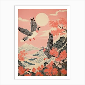 Vintage Japanese Inspired Bird Print Grouse 4 Art Print