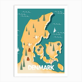 Map Of Denmark Art Print