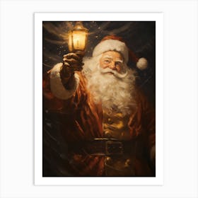 Santa Claus Holding Lantern Art Print