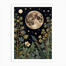 Moon In The Garden Style William Morris 1 Art Print 1 Art Print