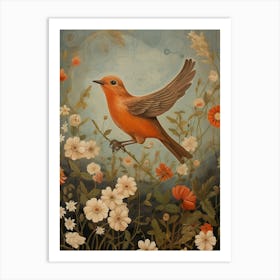 European Robin 1 Detailed Bird Painting Art Print