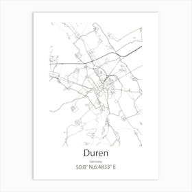 Duren,Germany Minimalist Map Art Print