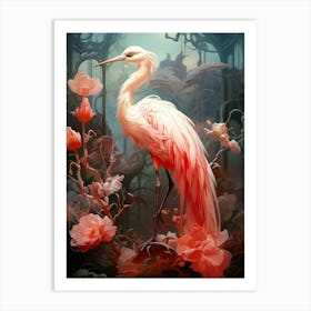 Pink Heron Flamingo Art Print