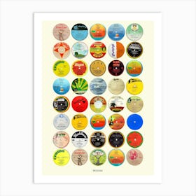 Reggae Vinyl Labels - Nostalgic Reggae Music Art Print Art Print