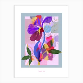 Sweet Pea 3 Neon Flower Collage Poster Art Print