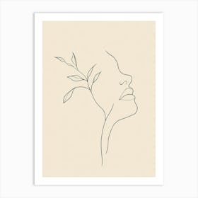 Woman'S Face With Leaves Art Print