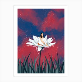 Woman Sitting On Giant Flower, Protect Your Peace Art Print