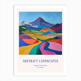 Colourful Abstract Tongariro National Park New Zealand 2 Poster Blue Art Print