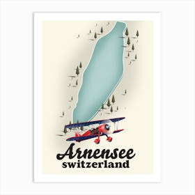 Arnesee Switzerland Lake travel map Art Print