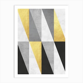 Gray and gold geometry 1 Art Print