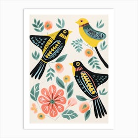 Folk Style Bird Painting Finch 1 Art Print