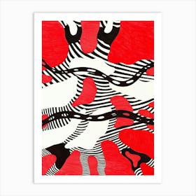 "Strength" art print by Gangachili. Abstract red and black shapes. Unique hand drawn wall art Art Print