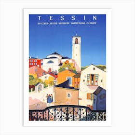 Tessin, Italy, Vintage Travel Poster Art Print