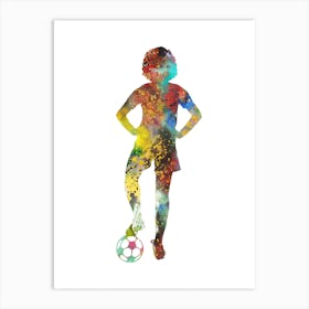 Female Soccer Player Watercolor Football 2 Art Print