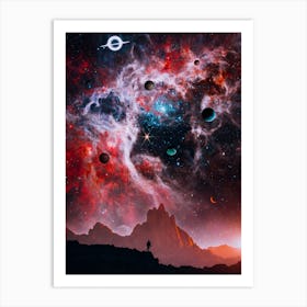 Silhouette Looking Space Universe Art Print