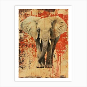 Retro Kitsch Elephant Collage 1 Art Print
