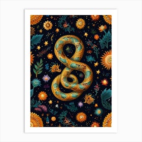 Snakes And Flowers 2 Art Print