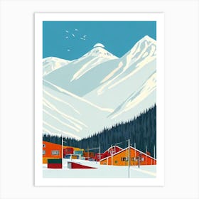 Trysil, Norway Midcentury Vintage Skiing Poster Art Print
