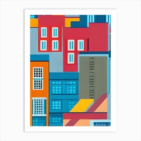 Vivid City Buildings Bustling Houses Architecture Art Print