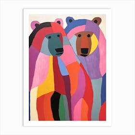Colourful Kids Animal Art Grizzly Bear 2 Art Print