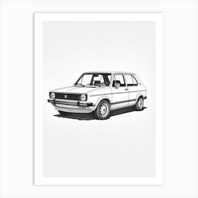 Volkswagen Golf Line Drawing 9 Art Print
