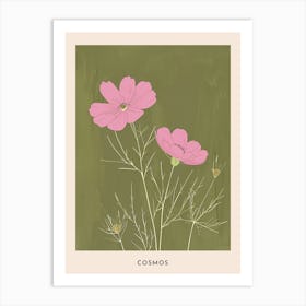 Pink & Green Cosmos 2 Flower Poster Art Print