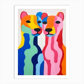 Colourful Kids Animal Art Mountain Lion 1 Art Print