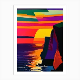 Abstract Colourful Cliff Sunset Art Print
