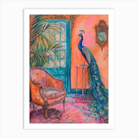 Peacock In A Mediterranean Apartment Sketch Art Print