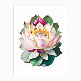 Lotus Flower, Buddhist Symbol Decoupage 1 Art Print