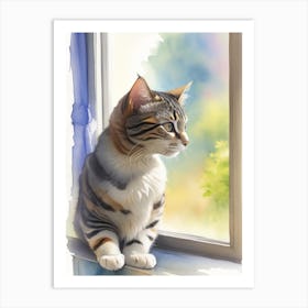 Cat Looking Out The Window Art Print