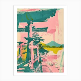 Miyajima Japan Retro Duotone Silkscreen 2 Art Print