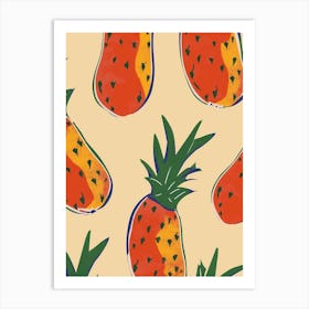 Pineapple Pattern Illustration 4 Art Print
